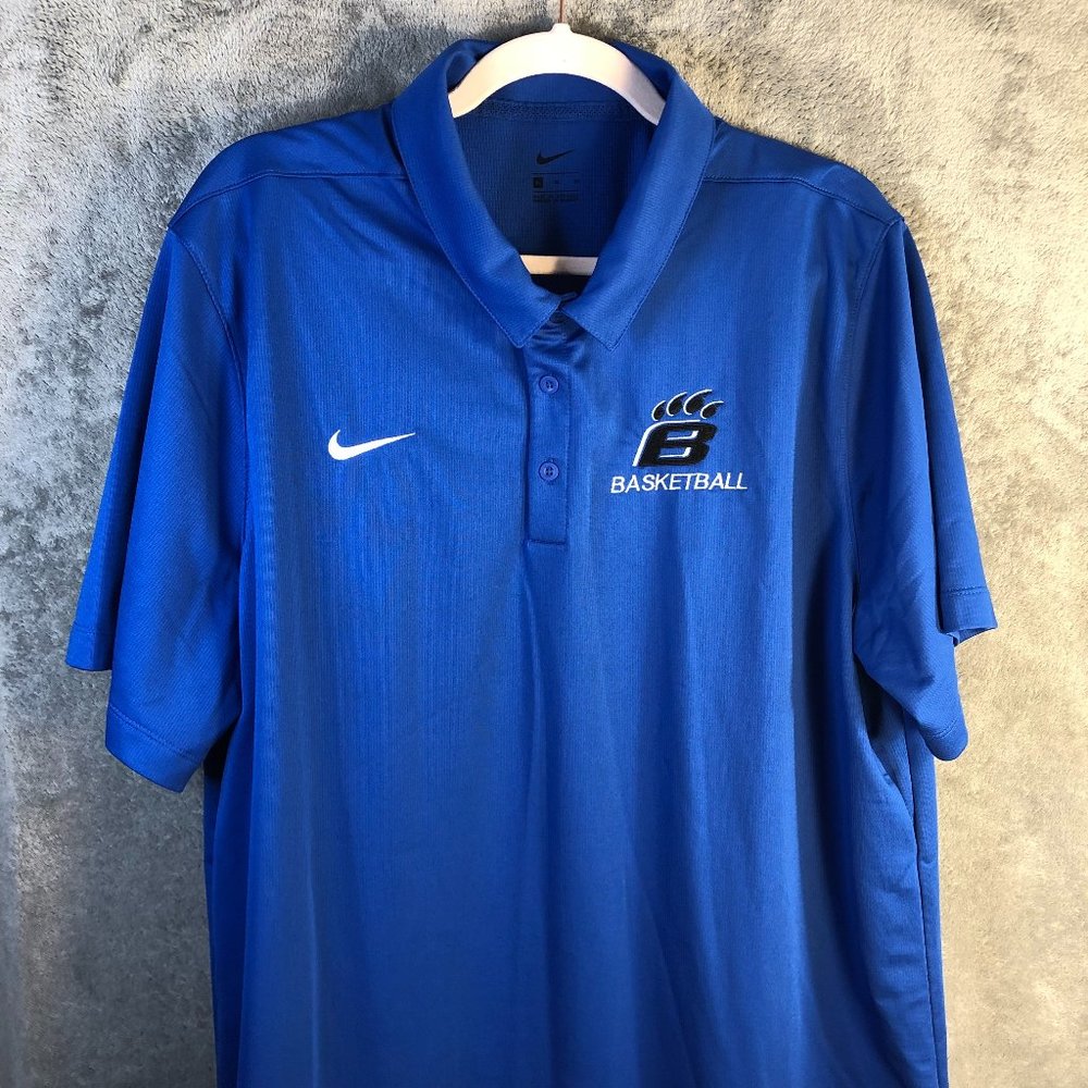 Nike Polo Shirt Men's XL Blue Embroidered Basketball Logo Comfort CI4470-480
